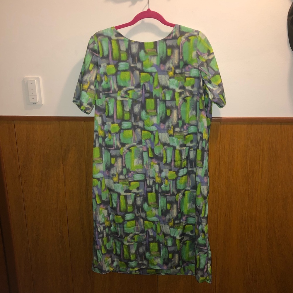 Triste watercolor purple green sheath dress 14
